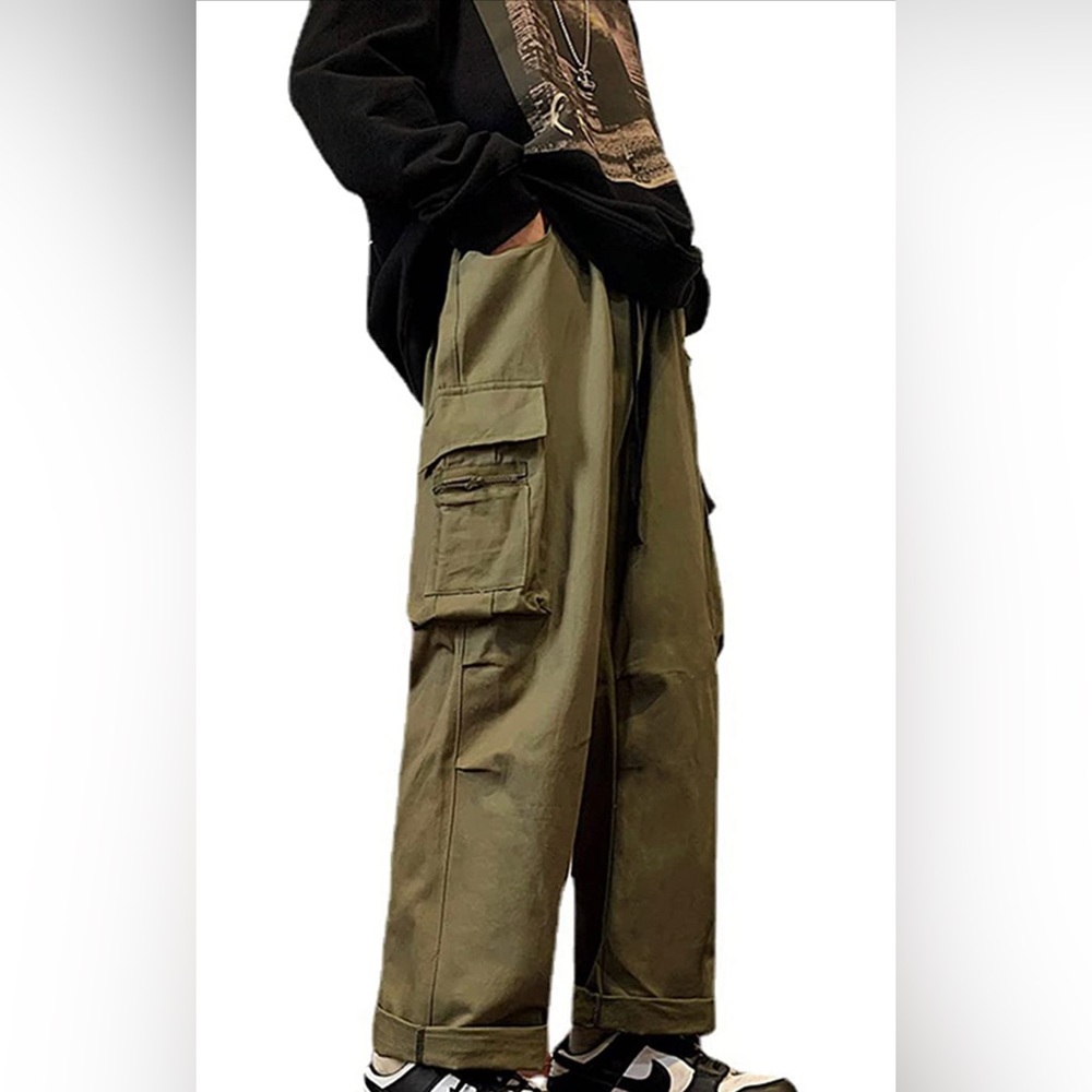 Y2k Baggy Cargo Pants - Forest Green